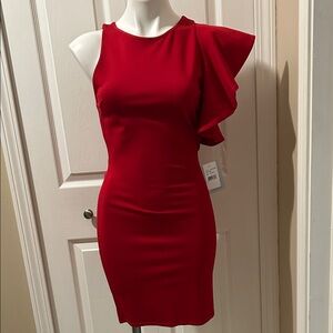 NWT Max + Ash One Shoulder Red Dress, Size M